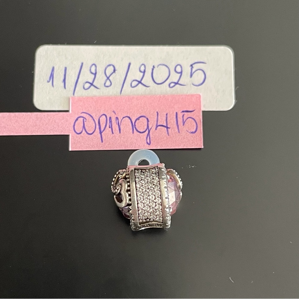 Pandora Valentine Double Heart Pink Radiant Charm - Picture 3 of 9